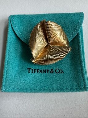 RARE VINTAGE TIFFANY & CO 14K YELLOW GOLD PIN BROOCH TEXTURED DESIGN